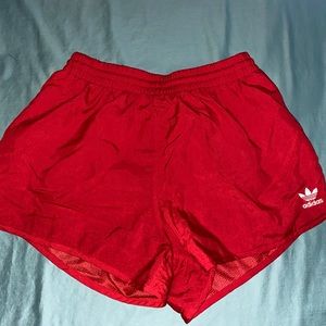 Red Adidas’s Primegreen shorts
